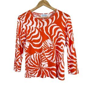 CHARLOTTE KELLOGG PALM BEACH SEASHELL PRINT ORANGE TOP